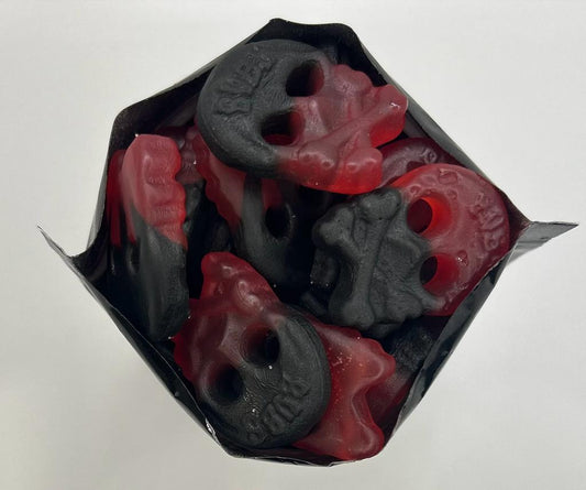 liquorice raspberry skulls